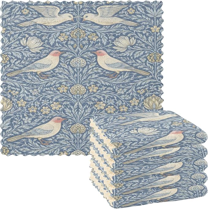 ALAZA Dish Towels Kitchen Cleaning Cloths William Morris Prints Dish Cloths by ALAZA