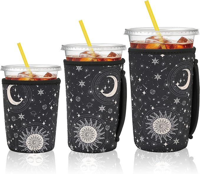 KJQJLY 3 Pack Reusable Iced Coffee Sleeves by KJQJLY