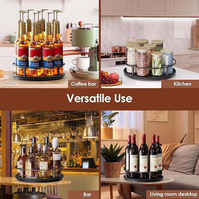 Nuovoware 9 Bottles Rotating Coffee Syrup Rack, Syrup Rack Organizer Carbon - Image 6