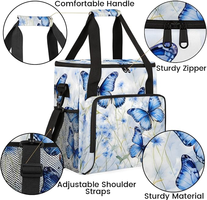 Butterfly Flowers Coffee Maker Carring Bag, Large Insulated Storage Organizer - Image 6