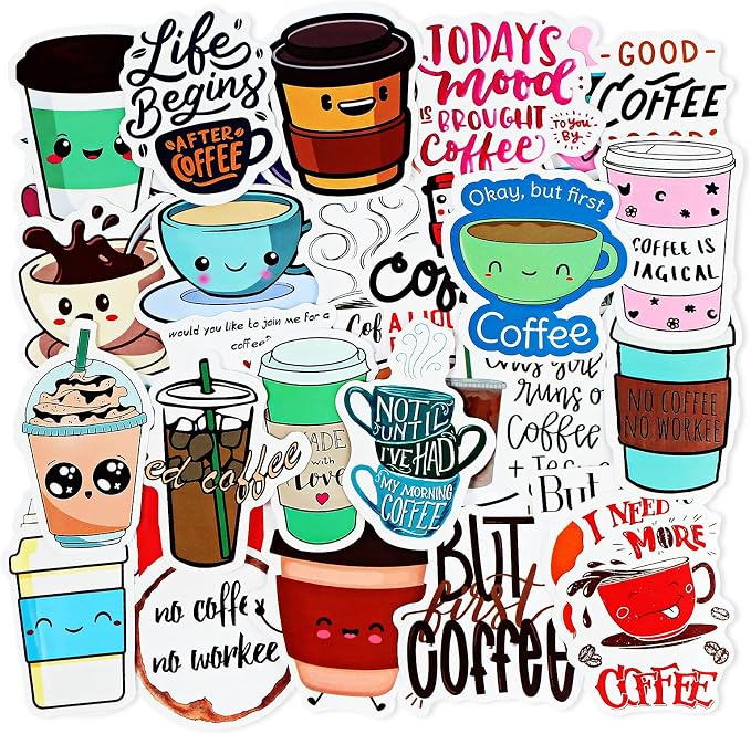 100 Pieces Cute Coffee Stickers by Zonon