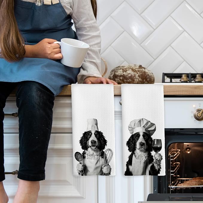Bernedoodle Kitchen Towels Set of 2, Dog Kitchen Accessories, Bar Decor - Image 3