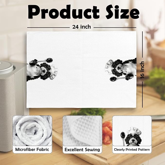 Funny Chef Bernedoodle Wine Kitchen Dish Towels, Bernedoodle Gifts - Image 6
