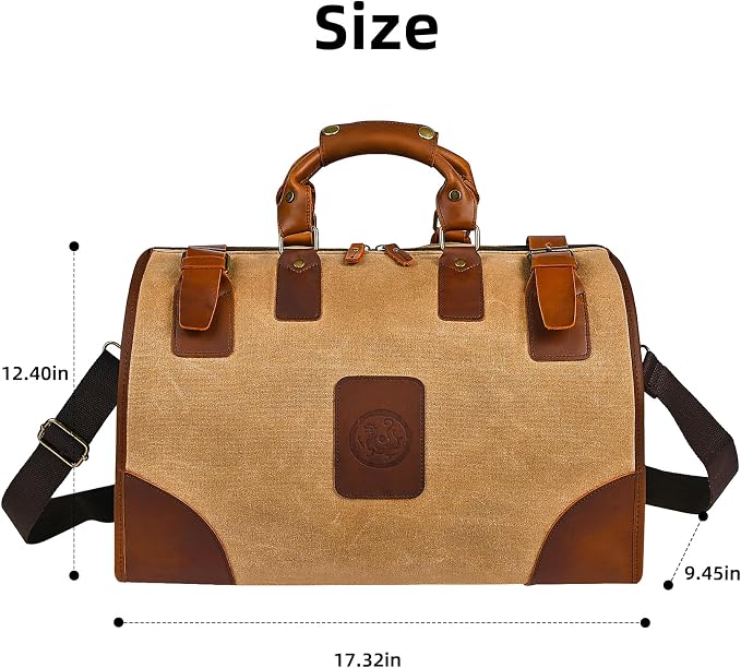 Canvas + Leather Travel Luggage Tote Duffle Gym Suitcase Weekender Overnight Bag - Image 7