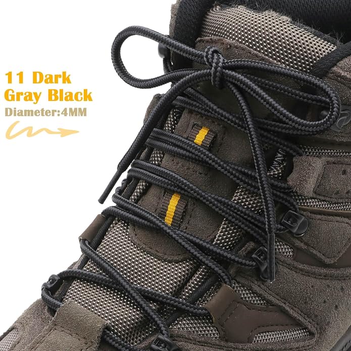 DELELE 2 Pair Round Boot Laces Outdoor Hiking Walking Shoelaces Dual Coloured - Image 2