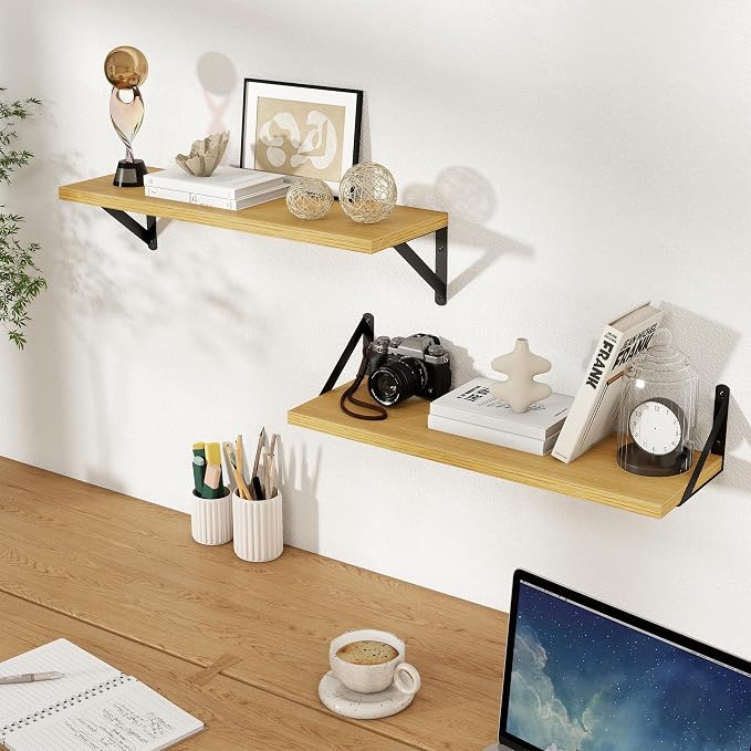 Floating Shelves 8 Inch Deep, 24W x 8D Wall Shelf Set of 2, 50 lbs Heavy Duty - Image 2