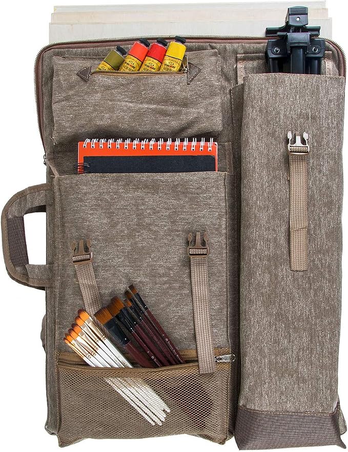 TRANSON Art Portfolio Case Artist Backpack Canvas Bag Large 26” x 19.5” - Image 3