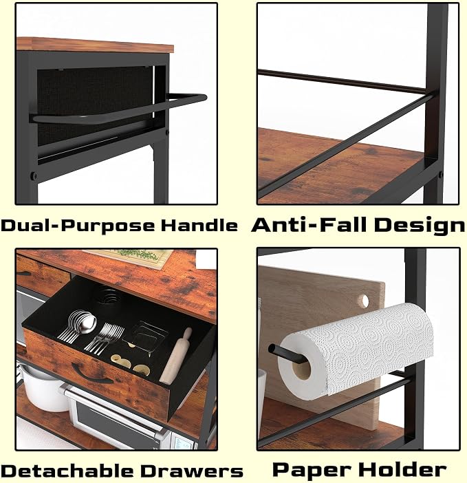 Kitchen Island with Storage, Rolling Kitchen Island Cart with Power Outlet - Image 5