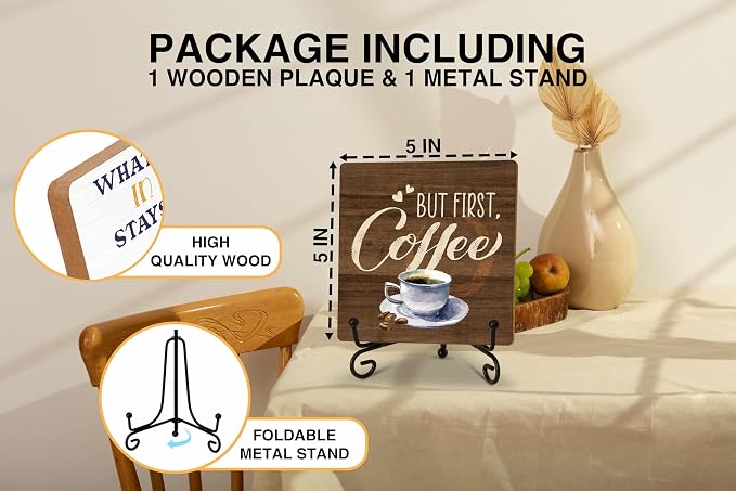 Wooden Coffee Decor, But First Coffee Gift - Image 2
