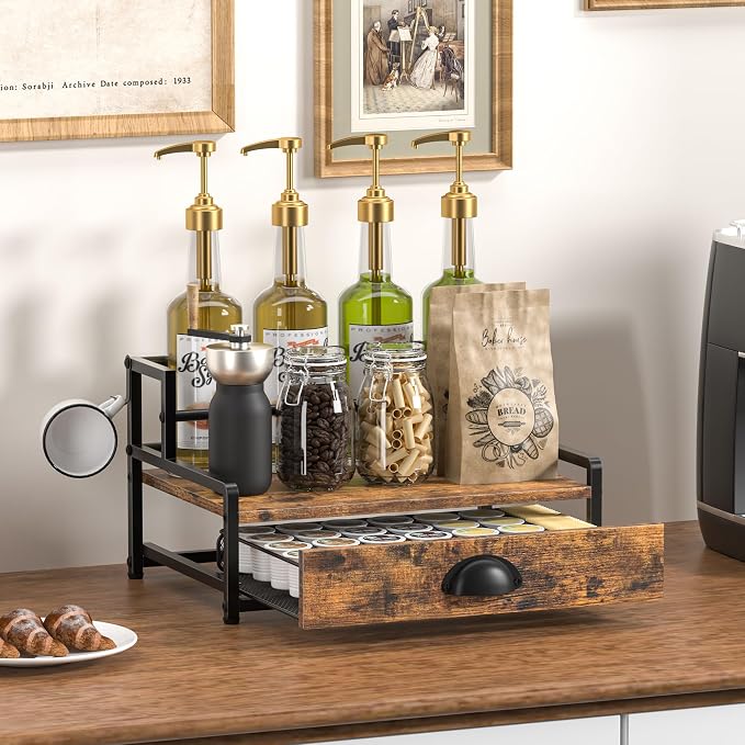 Coffee Syrup Rack Organizer, 2 Tier Countertop Storage Shelves - Image 2