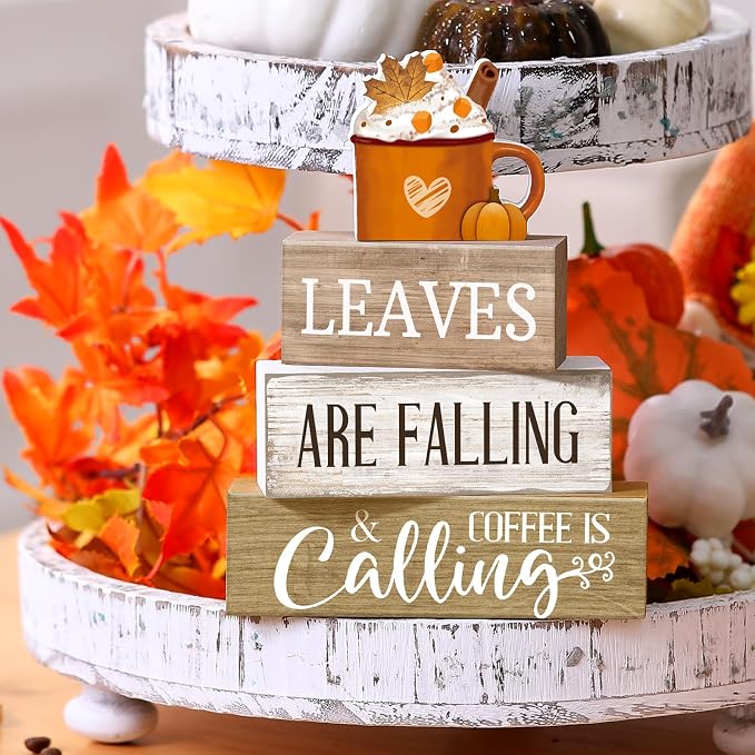 Lineshading 4 Pcs Fall Coffee Table Decorations Fall Decor - Image 5