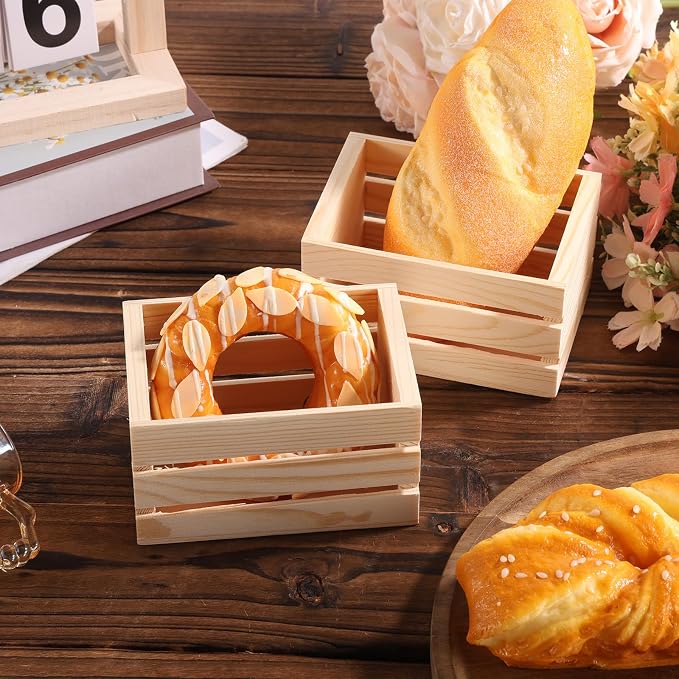 Penitue 6pcs Small Wooden Crates, Rustic Wood DIY Crafts Crate Basket Nesting - Image 6