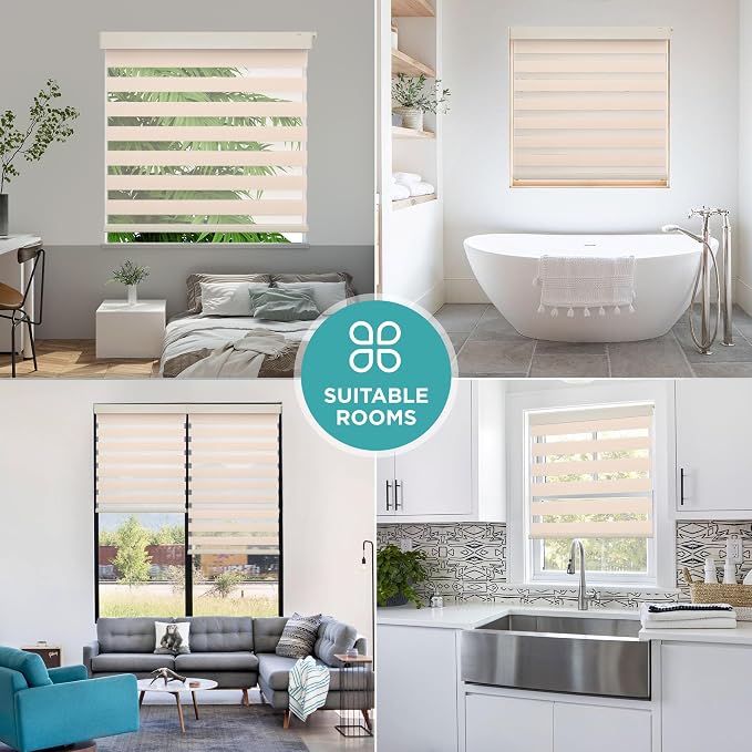 Joydeco No Drill Zebra Blinds for Windows, Cordless Day & Night Dual Sheer - Image 8