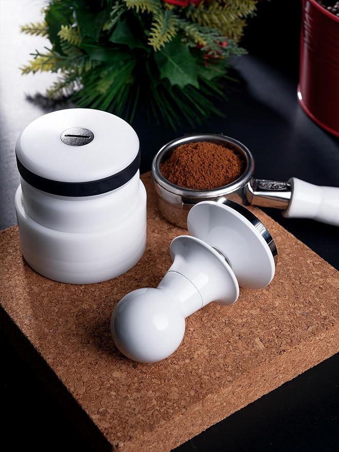 58.5mm White Espresso Tamper, Calibrated Spring Loaded Coffee Tamper - Image 6