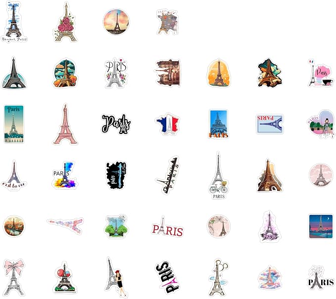 100Pcs Eiffel Tower Stickers for Water Bottle and Laptop - Image 3
