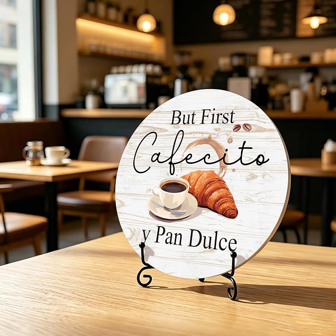 Coffee Bar Decor, Wooden Round Sign - Image 3