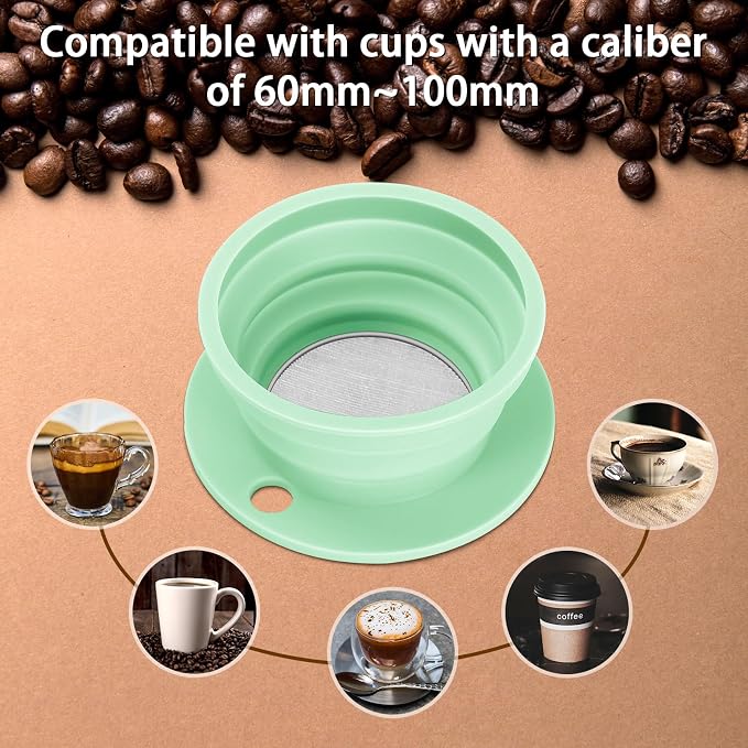 2 Pieces Collapsible Paperless Travel Pour Over Coffee Dripper Kit, Single Cup - Image 6