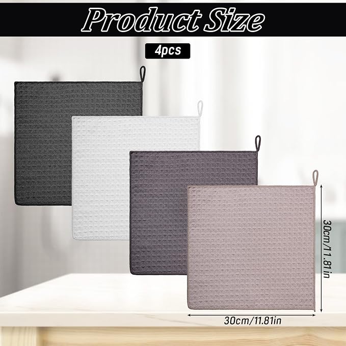 4 Pack Barista Towels Coffee Towels Waffle Weave Microfiber Towel Coffee Bar - Image 2