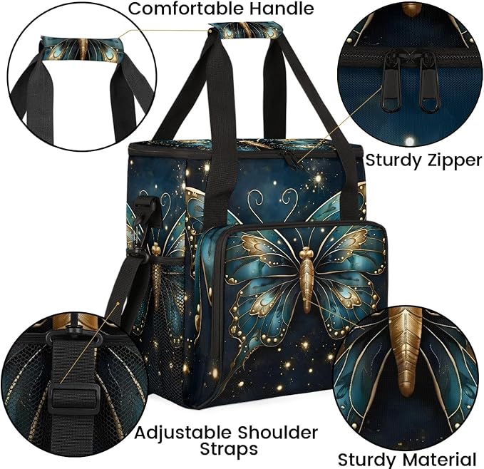 Boho Butterfly Coffee Maker Carring Bag, Large Insulated Storage Organizer Case - Image 6