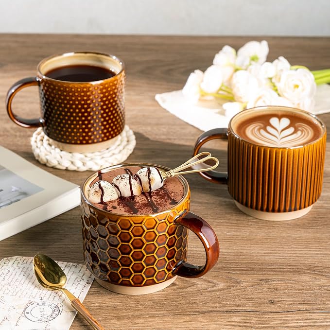 GBhome 12 OZ Stackable Coffee Mugs, Ceramic Coffee Cups - Image 6