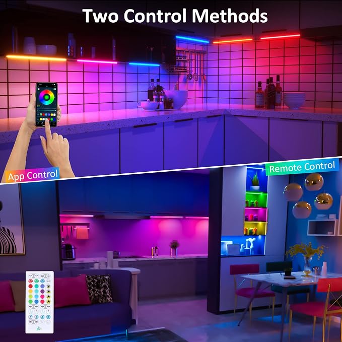 Benreom 3 Pcs RGB Under Cabinet Lights Kit, Smart App and Remote Control Under - Image 2