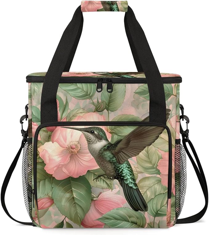 Hummingbird Spring Floral Coffee Maker Carring Bag, Large Insulated Storage by Home