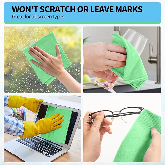 Microfiber Cleaning Cloth, 12 Pack Window Glasses Cleaning Cloth, Reusable - Image 7