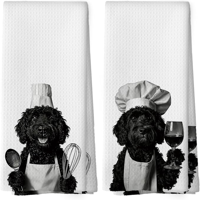Goldendoodle Kitchen Towels Set of 2, Dog Kitchen Accessories, Bar Decor by Mcehtle