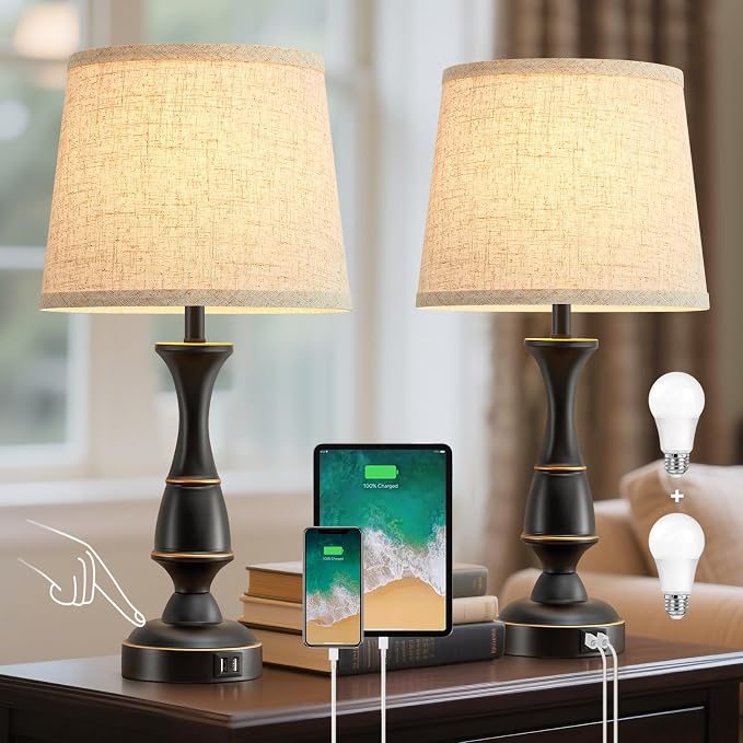 Luvkczc Touch Table Lamps Set of 2, Dimmable Nightstand Lamps - Image 2
