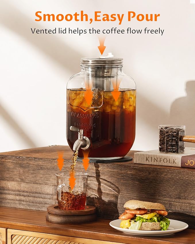 1 Gallon Cold Brew Coffee Maker – Heavy Duty Glass Iced Coffee Maker - Image 6