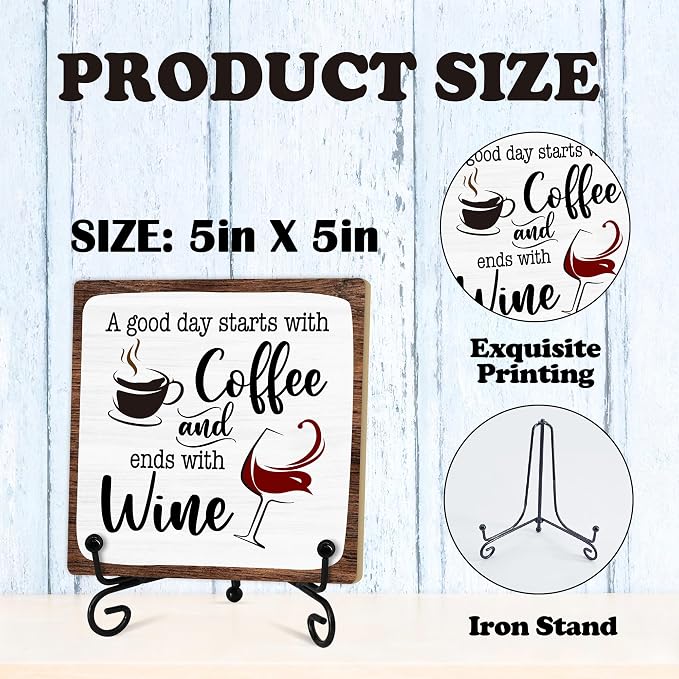 Coffee And Wine Desk Decor Sign, Rustic Wooden Sign - Image 2