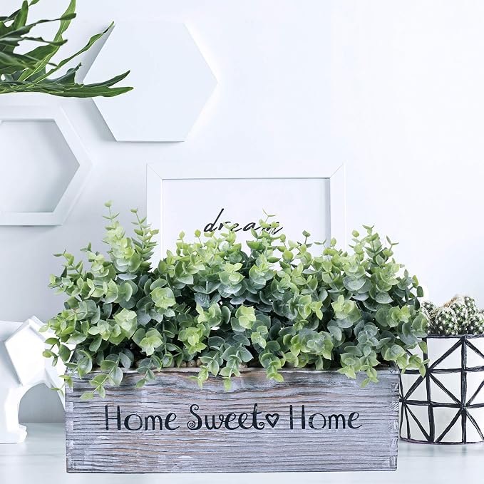 1 Pcs Wooden Potted Eucalyptus Plant Greenery Arrangement Artificial Eucalyptus - Image 5