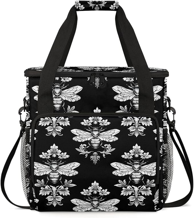 Black Bee Coffee Maker Carring Bag, Large Insulated Storage Organizer Case Tote by Home