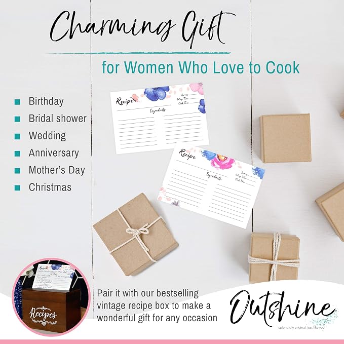 Outshine Recipe Cards| 50 Blank Recipe Cards | Double Sided Thick Card Stock - Image 5