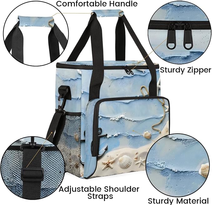 Summer Beach Theme Coffee Maker Carring Bag, Large Insulated Storage Organizer - Image 6