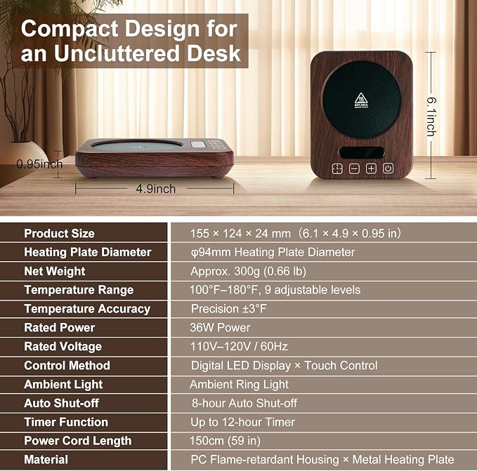 Coffee Mug Warmer for Desk, 36W Electric Cup Warmer - Image 7