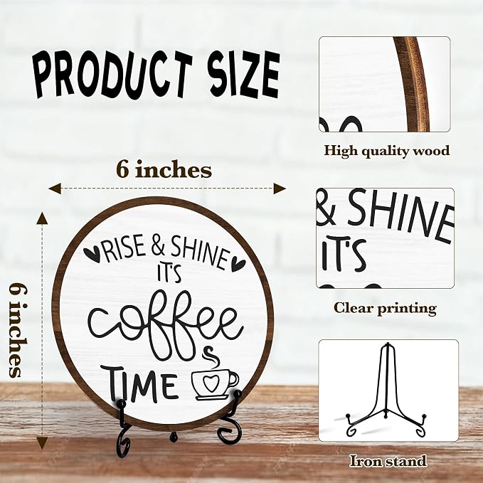 Coffee Desk Decor Sign, Farmhouse Wood Plaque, It Is Coffee Time Wood Sign - Image 2