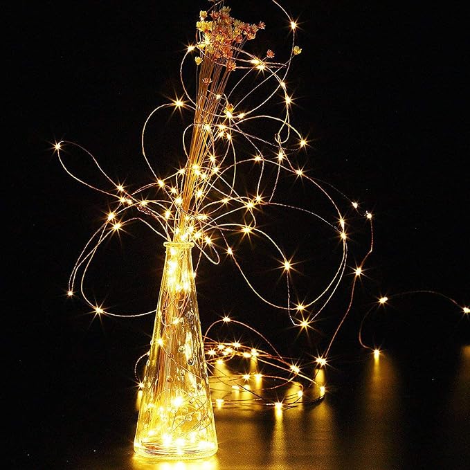 Joomer Fairy String Lights 66FT 200 LEDs Plug in Fairy Lights Indoor Copper - Image 6