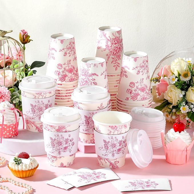 Vesici 60pcs 14oz Pink Disposable Coffee Cups - Image 4