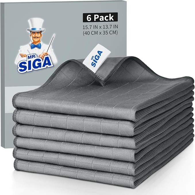MR.SIGA Ultra Fine Microfiber Glass Cleaning Cloths, Lint Free, Streak Free by MRSIGA
