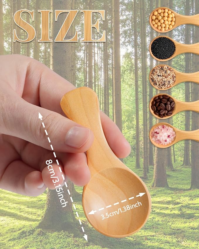 MORGLES 3.15 Inch Small Wooden Spoons, Coffee & Tea, Little wooden Spoons - Image 3