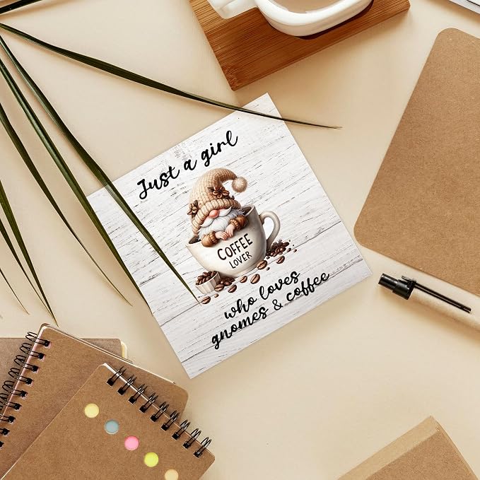 Rustic Coffee Gnome Wood Box Sign Desk Decor - Image 6
