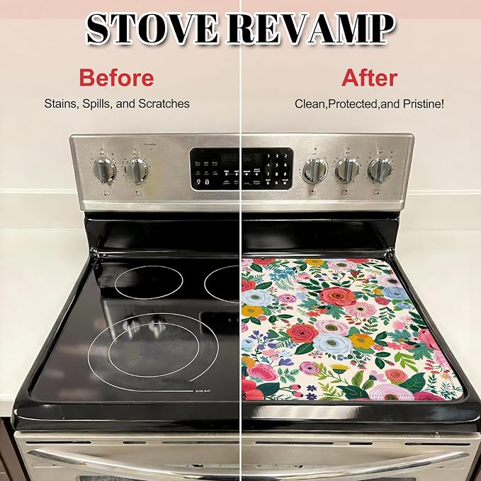 Watercolor Flowers Stove Top Cover - Image 4
