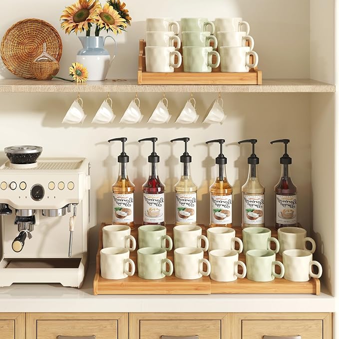 Hongtamoya 3-Tier Expandable Bamboo Mug Holder - Image 5