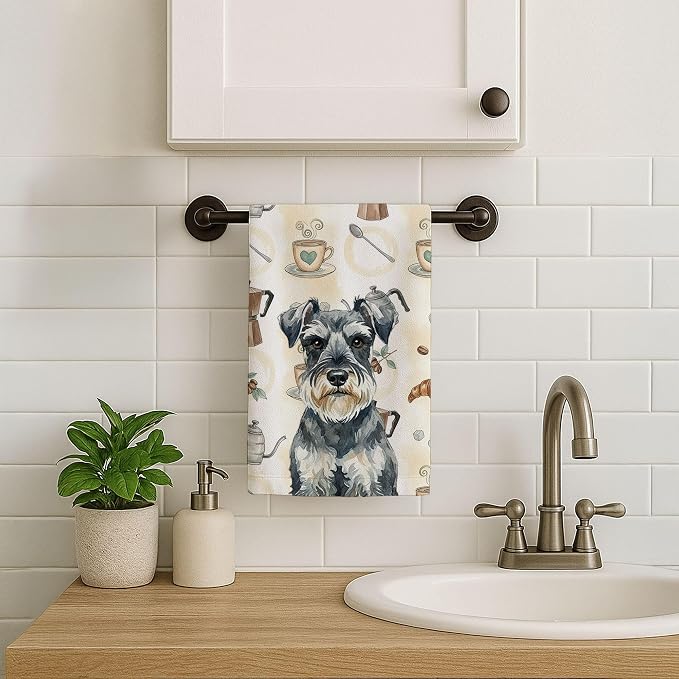 Caroline's Treasures Schnauzer Coffee Bar Kitchen Towel Velour Plush Front and - Image 7