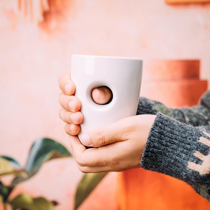 Full Handwarmer Mug 12oz, Central Grip To Comfy Warm Your Hands & Fingers While by Gute