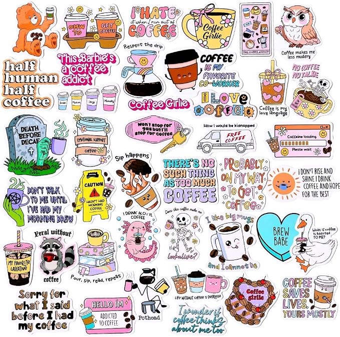 40PC Coffee Lover Stickers Cute Meme Fun Silly Goose Hilarious Sayings Witty by YJPREMIUMS