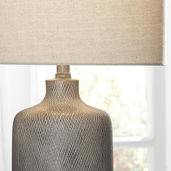 Signature Design by Ashley Linus Modern 25" Ceramic Table Lamp, Natural Stone - Image 9