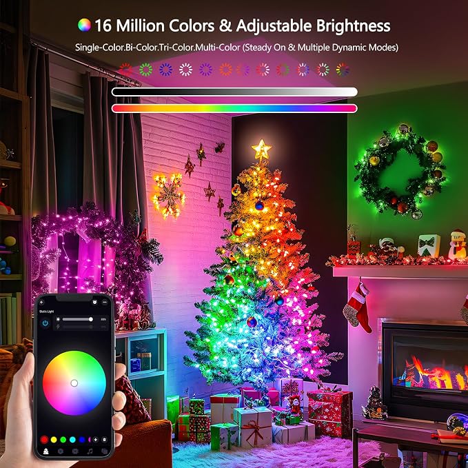 JMEXSUSS 100 LED Color Changing String Lights, 33ft Globe Red White and Blue - Image 5