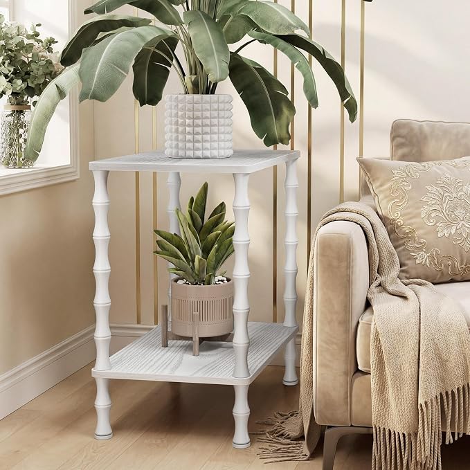 Vintage Small Side Table, 21.9 Inch Living Room End Table, 2-Tier Coffee Table - Image 2